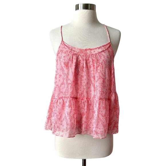 Diane Von Furstenberg Baylee Smocked Floral Silk Tank Sarasa Coral - Picture 2 of 12